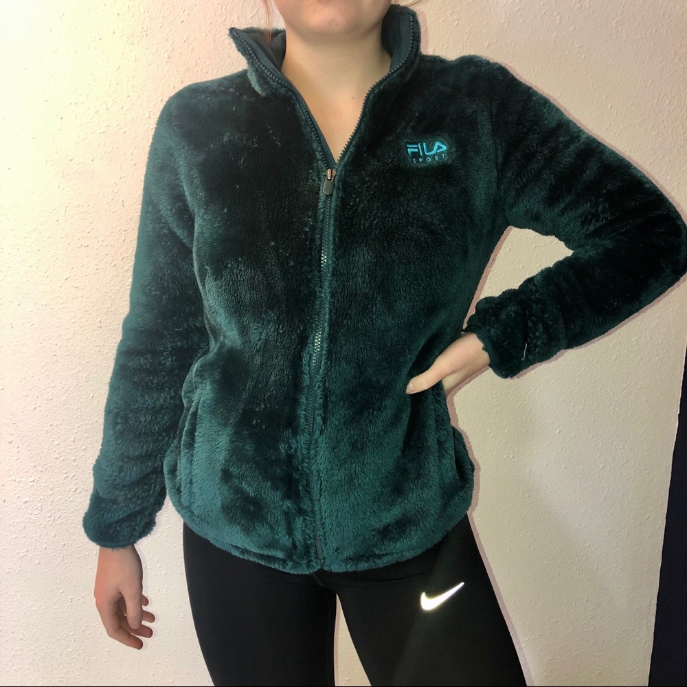 FILA sports zip up fuzzy sweatshirt